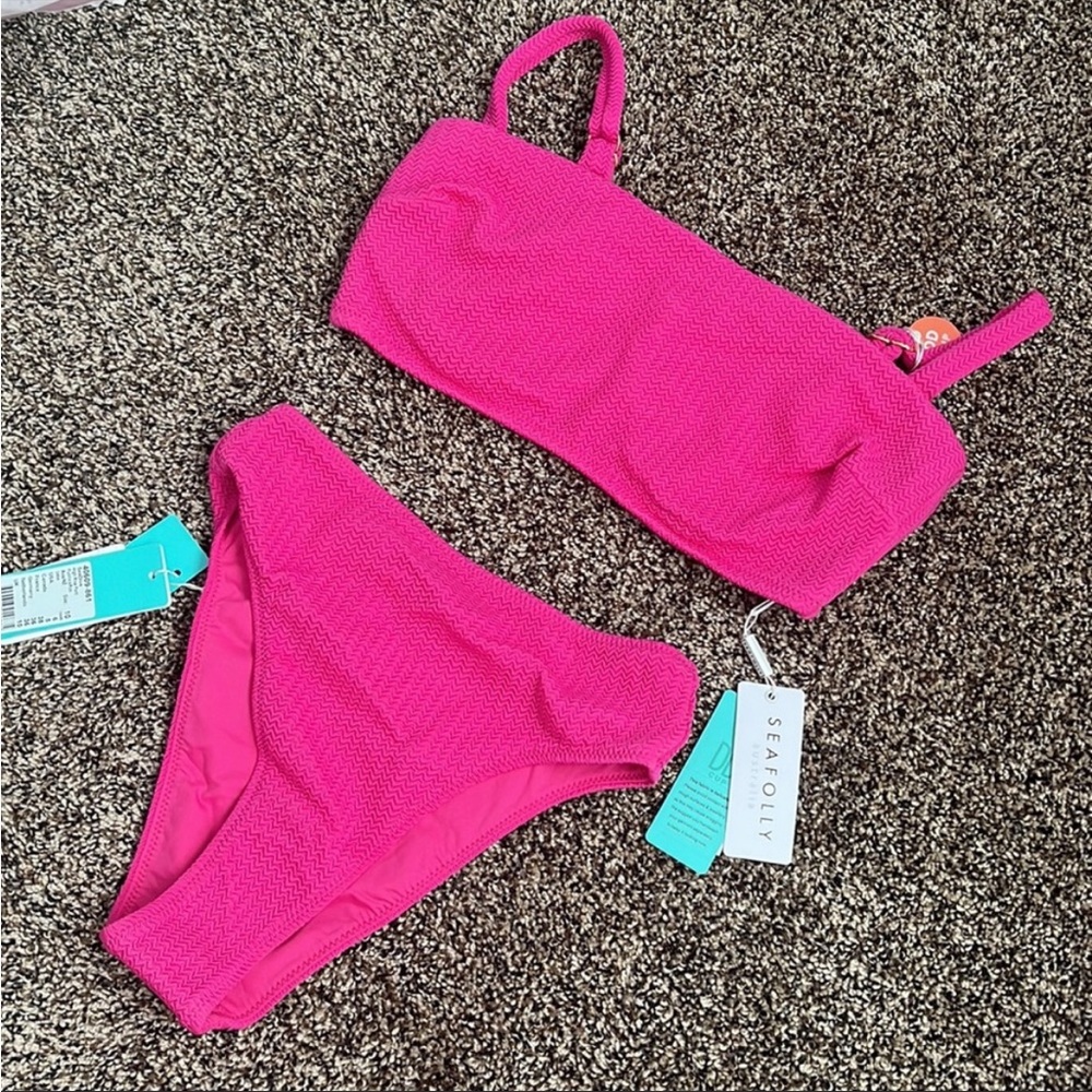 Seafolly Revolve Seadive Fuschia Textured Bikini, NWT - Picture 2 of 6